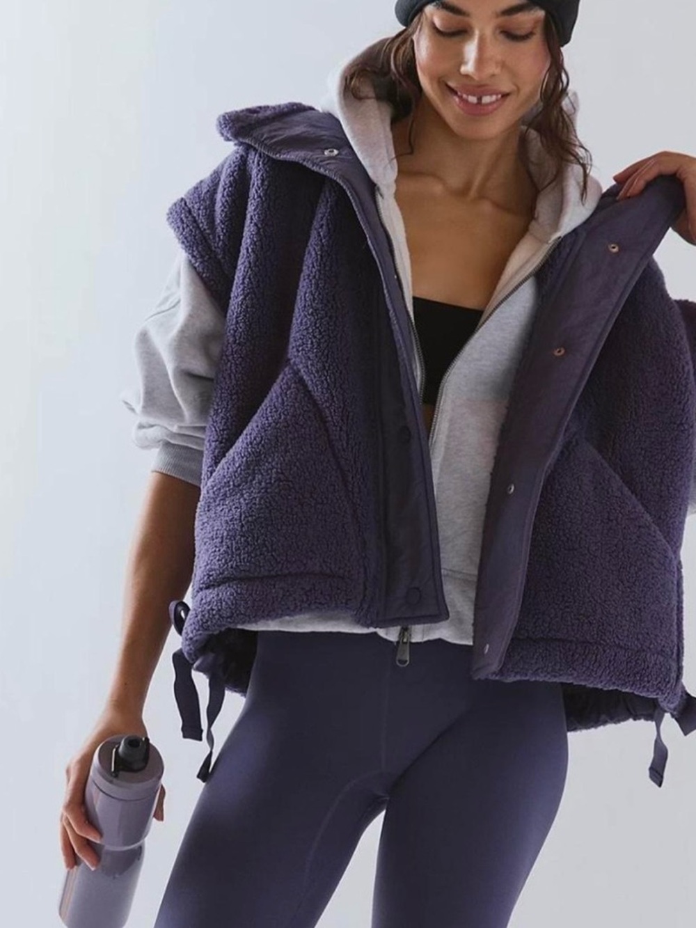 Free People Plush Purple Teddy Vest - Sleeveless Sherpa Jacket